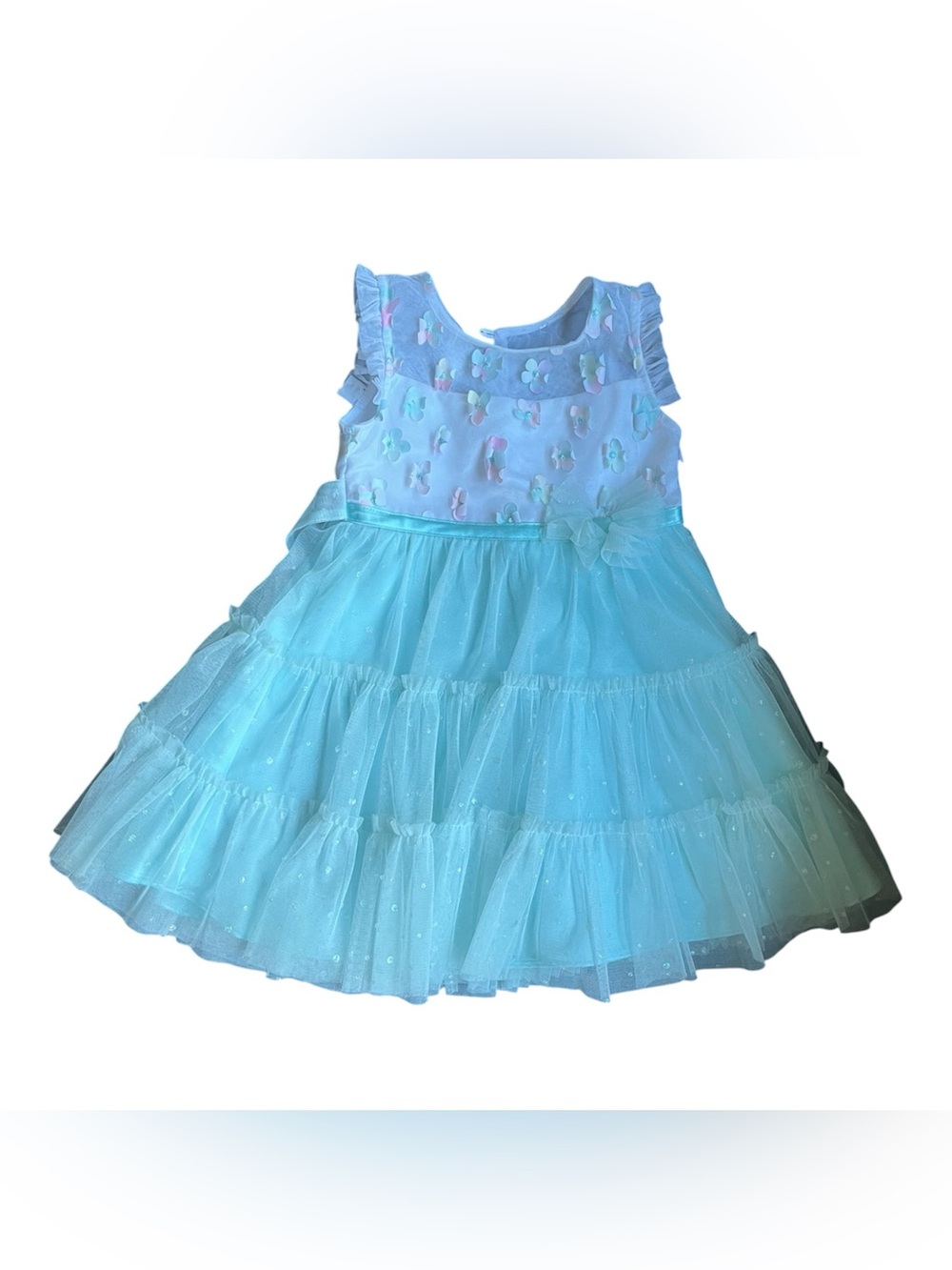 Jona Michelle Pastel Blue Floral Tulle Dress